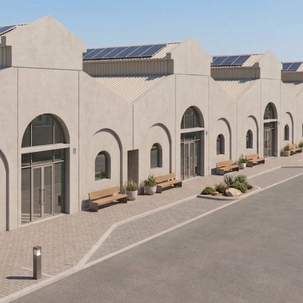 Al Wathba precast manufacturing facility with solar panels