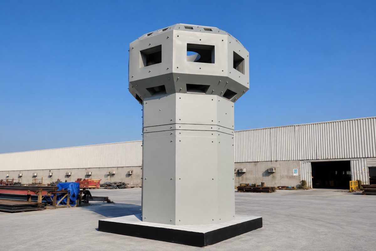Modular precast security and watch tower finished at the Musaffah facility